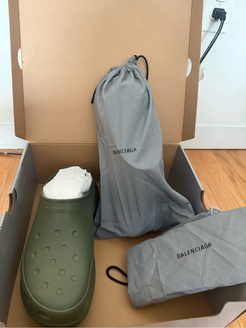 Balenciaga x Crocs collab Green Khaki Platforms size 44 men’s (US 10)